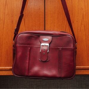 Vintage 1970s Jet Stream Oxblood Airline Bag | Retro Travel Crossbody